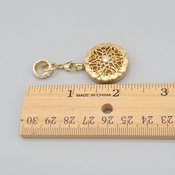 Origami Owl Locket Pendant Rhinestone Filigree Design Double Ring Charm - Picture 6 of 7